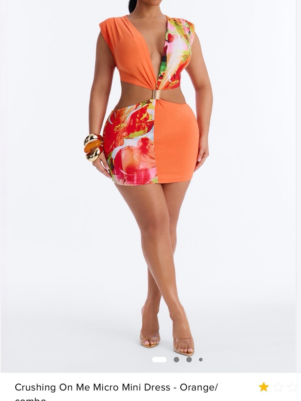 Fashion Nova Orange Floral Cutout Mini Dress